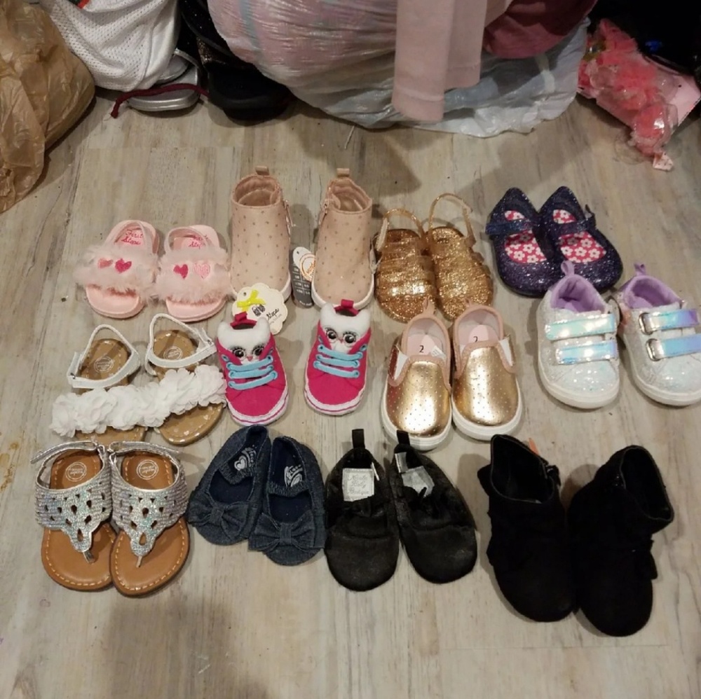 12 pair's of baby girl shoes